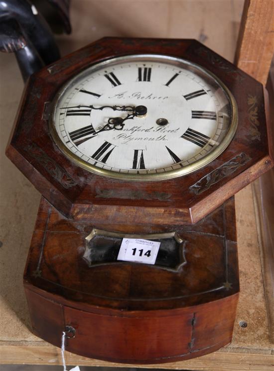 Regency rosewood wall clock (later battery movement)(-)